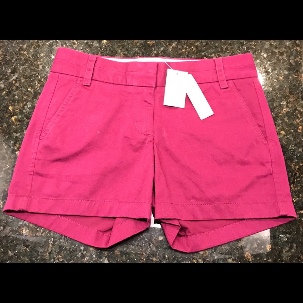 NWT J.CREW Chino Shorts Dark pink Sz 00